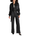 Steve Madden Ace Wide Leg Satin Cargo Pants In Black