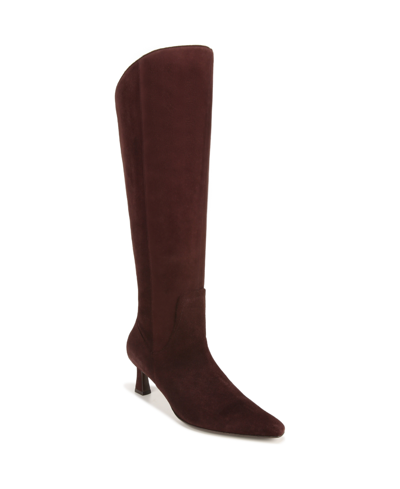 Naturalizer Deesha Wide Calf Tall Dress Boots In Mahogany Brown Suede