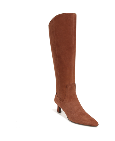 Naturalizer Deesha Wide Calf Tall Dress Boots In Cocoa Brown Suede