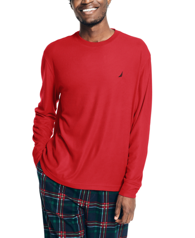 Nautica Mens Crewneck Long-sleeve T-shirt In Bright Red