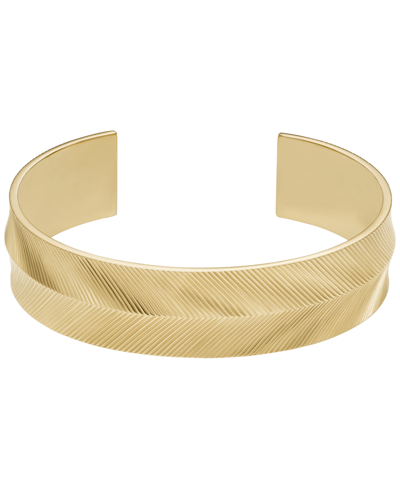 Fossil Harlow Linear Texture Gold-tone Stainless Steel Cuff Bracelet