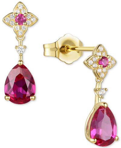 Macy's Lab-grown Opal (1/2 Ct. T.w.) & Lab-grown White Sapphire (1/10 Ct. T.w.) In 14k Rose Gold-plated Ste In Ruby