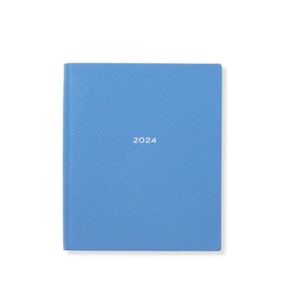 Smythson 2024 Premier Daily Fashion Diary In Panama In Nile Blue