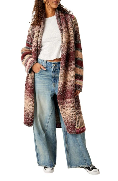 Free People Found My Bff Stripe Longline Cardigan In Sugar And Spice Como