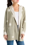 Splendid Sydney Reversible Hooded Cardigan In Olive/ Oat