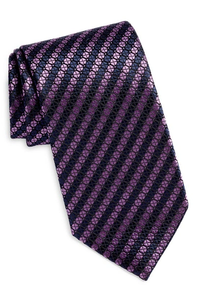 Zegna Ties Macroarmature Stripe Silk Tie In Purple