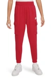 Nike Kids' Sportswear Club Fleece Cargo Joggers In University Red/ White