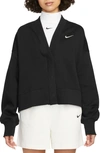 Nike Sportswear Phoenix Fleece Oversize Cardigan In Black/ Sail