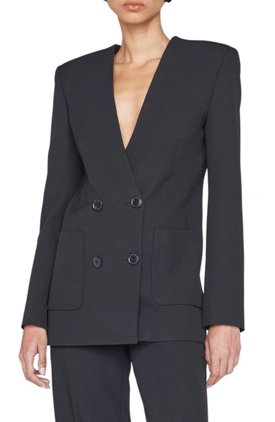 Frame Double Breasted Blazer In Noir