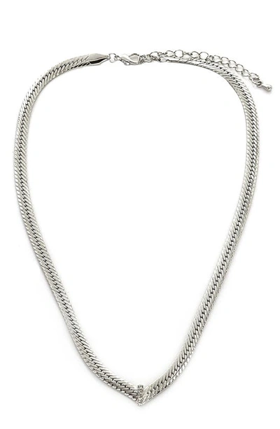 Panacea Herringbone Chain Choker Necklace In Silver