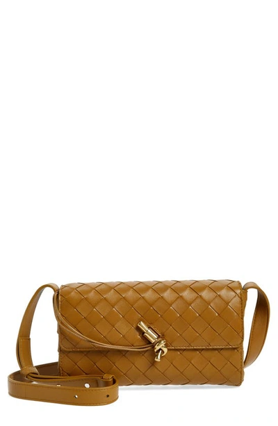 Bottega Veneta Andiamo Mini Intrecciato Leather Shoulder Bag In 7746 Acorn-muse Brass