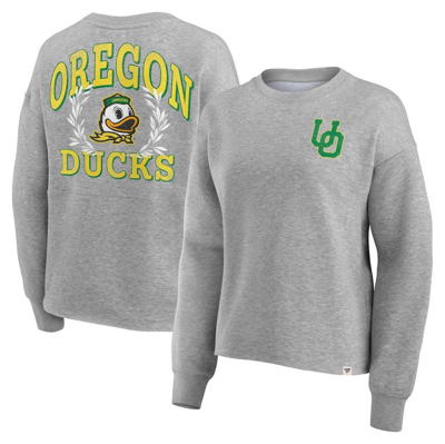 Fanatics Branded Heather Gray Oregon Ducks Ready Play Crew Pullover Sweatshirt