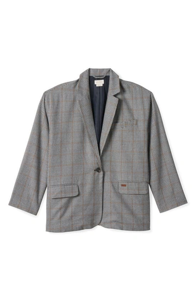 Brixton Axl Oversize Plaid Blazer In Black/ Off White