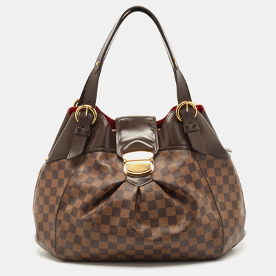 Pre-owned Louis Vuitton Damier Ebene Canvas Sistina Gm Bag In Brown