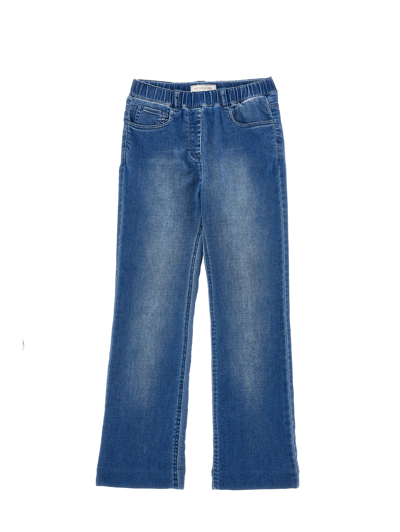 Monnalisa Lined Denim Jeans In Blu Stone Denim
