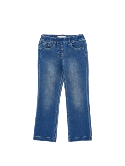 Monnalisa Basic Five-pocket Jeans In Blu Stone Denim