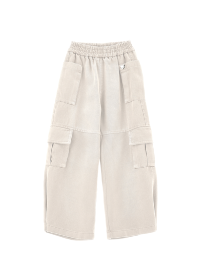 Monnalisa Kids'   Fluid Gabardine Trousers In Ecru