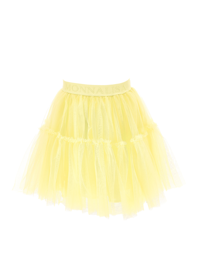 Monnalisa Silk-touch Tulle Skirt In Light Yellow