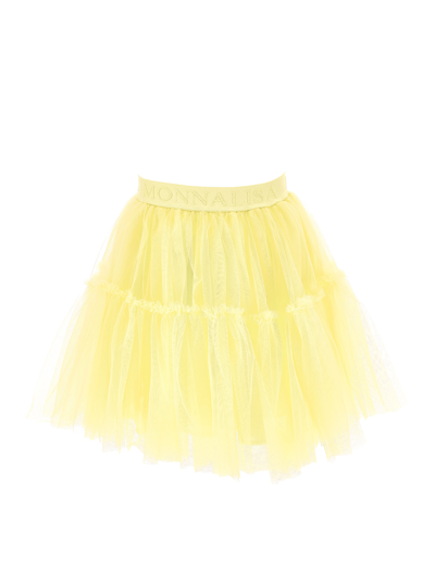 Monnalisa Kids'   Silk-touch Tulle Skirt In Light Yellow