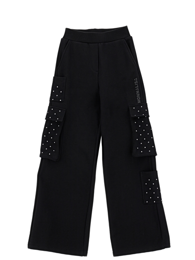 Monnalisa Kids' Logo-print Trousers In Black