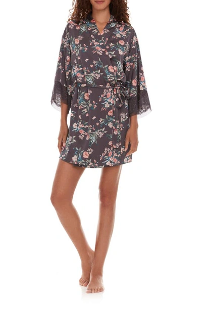 Flora Nikrooz Andrea Shimmer Charm Wrap Robe In Grey