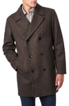 Bernardo Herringbone Double Breasted Overcoat In Brown