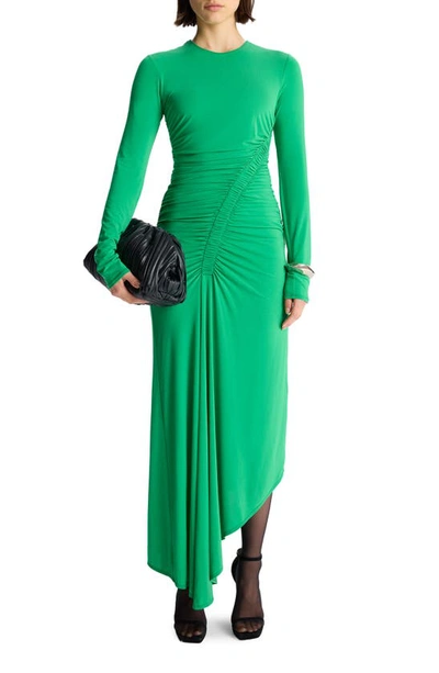 A.l.c Adeline Asymmetric Ruched Stretch Maxi Dress In Fern