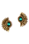 Deepa Gurnani Ryder Crystal Stud Earrings In Emerald