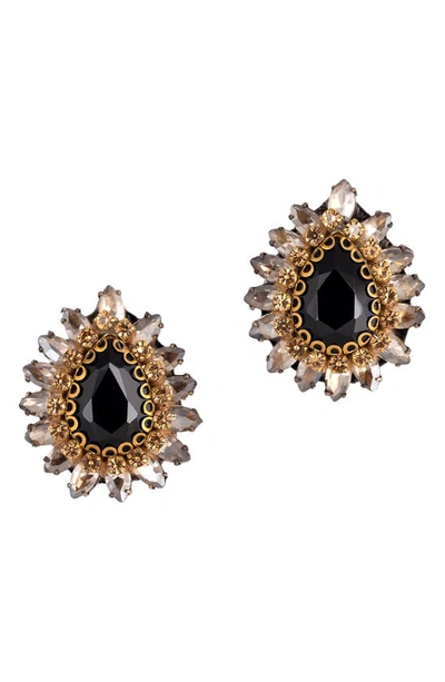 Deepa Gurnani Leesha Crystal Stud Earrings In Black