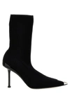 Alexander Mcqueen 90mm Heel Point Toe Slashed Knit Boots