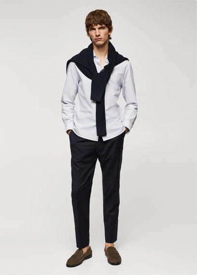 Mango Man Tweezers Pants Virgin Wool Navy