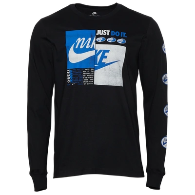 Nike Mens  Split Logo Long Sleeve T-shirt In Blue/black