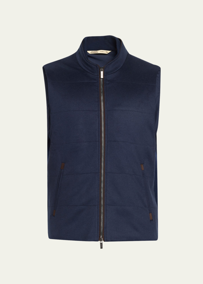 Baldassari Men's Cashmere Vest With Knit Sides In Dark Blue