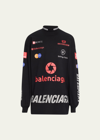 Balenciaga Top League Long Sleeve T Shirt Oversized In Noir | ModeSens