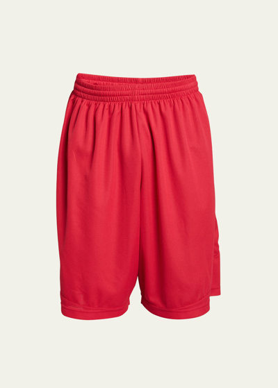 Balenciaga Men's Baggy Sweat Shorts In White/red
