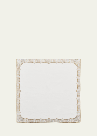Kim Seybert Frame Linen Napkin In White/gold/silver
