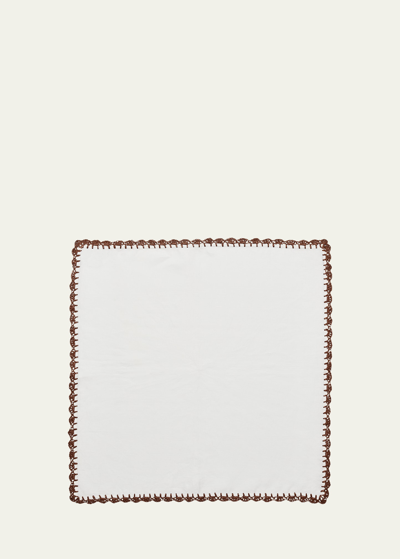 Kim Seybert Shell Edge Napkin In White/brown