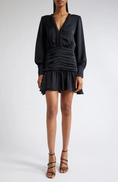 Ramy Brook Faith Long-sleeve Mini Dress In Black
