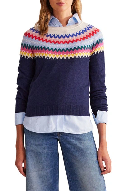 Boden Edie Fair Isle Sweater In Navy Classic Fair