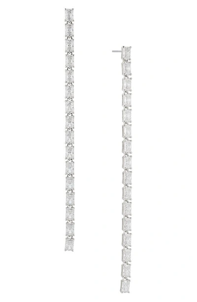 Nadri A La Carte Long Linear Drop Earrings In Rhodium Plated Or 18k Gold Plated In Silver