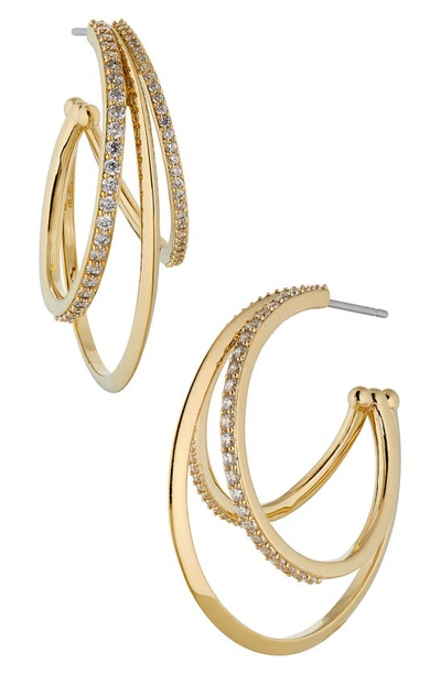 Nadri Disco Triple Illusion Hoop Earrings In 18k Gold Plated Or Rhodium Plated