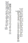 Nadri A La Carte Double Linear Drop Earrings In Rhodium Plated Or 18k Gold Plated In Rhodium