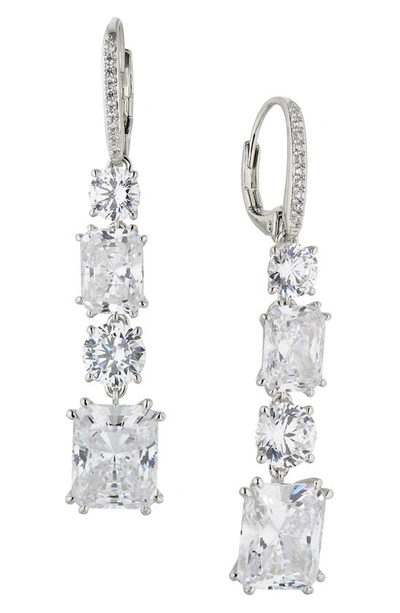 Nadri A La Carte Graduated Multi Drop Earrings In Rhodium Plated Or 18k Gold Plated In Silver