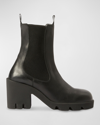 Burberry Stride 85 Leather Chelsea Heeled Boots In Black