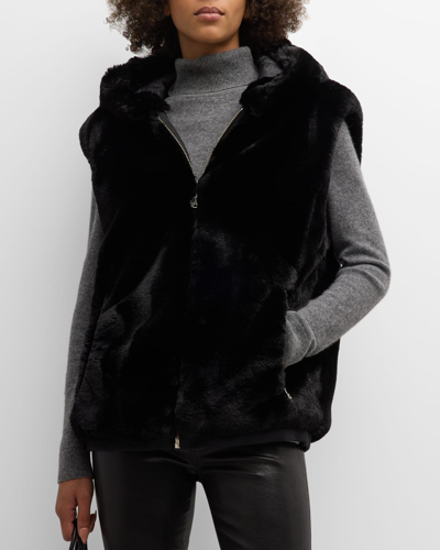 Moose Knuckles State Bunny Faux Fur Waistcoat In Black