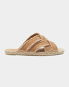 Castaã±er Pilita Frayed Flat Espadrille Sandals In Beige