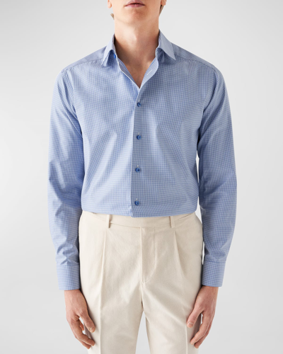 Eton Men's Contemporary Fit Micro-check Dress Shirt In Dark Blue