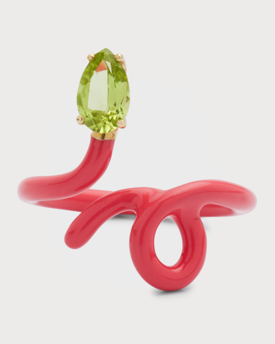 Bea Bongiasca Baby Vine Tendril Ring In Hot Pink