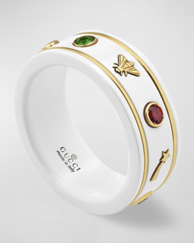 Gucci 18kt Yellow Gold Icon Gemstone Ring In 8521