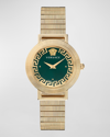 Versace Women's Swiss Greca Chic Gold Ion Plated Stainless Steel Mesh Bracelet Watch 36mm In Multi